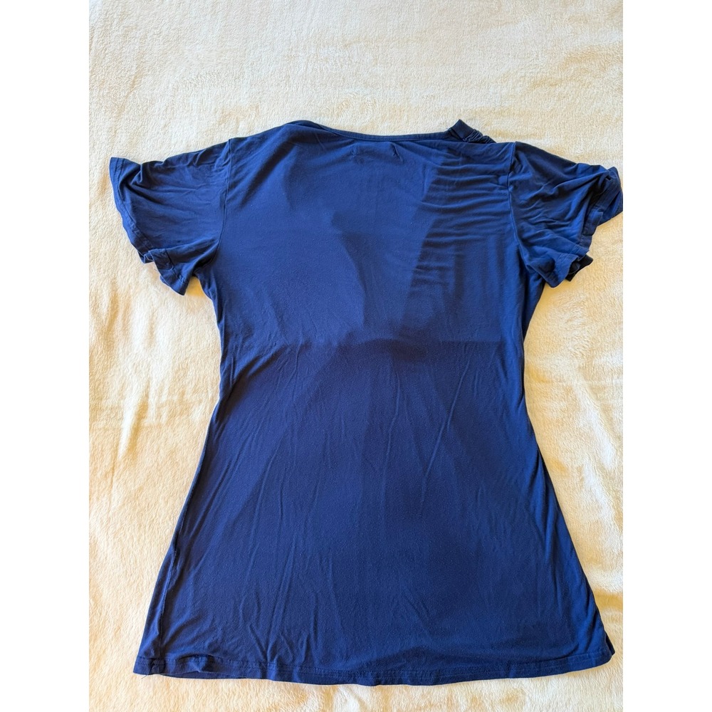Ninedaily Womens Royal Blue Empire Waist V-Neck Knot Front Tunic Top Large